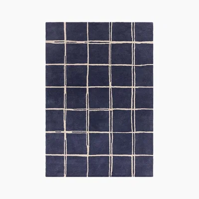 Cult Furniture Alresford Grid Rug, Blue Rug Size: 200 x 290cm Modern Designed Rugs, Colourful Contemporary Rug