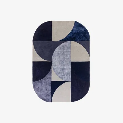 Cult Furniture Robyn Oval Hand Tufted Rug, Indigo Rug Size Option: 160 x 230cm Modern Designed Rugs, Colourful Contemporary Rug