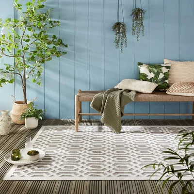 Dunelm Mataro Geometric Indoor Outdoor Rug Natural