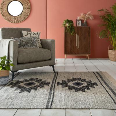 Dunelm Monochrome Nomadic Rug Grey/Black