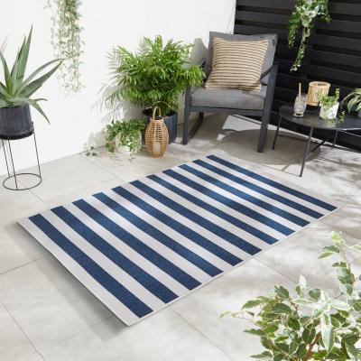 Dunelm Nautical Stripe Indoor Outdoor Rug Navy
