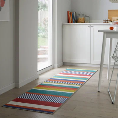 Dunelm PractiRug Dixie Striped Washable Runner MultiColoured