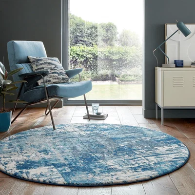 Dunelm Wonderlust Round Rug Wonderlust Dark Blue