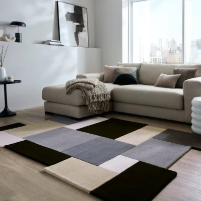 Dunelm Collage Modern Cut-Out Wool Rug