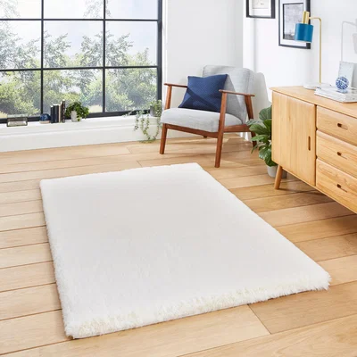 Dunelm Super Teddy Rectangle Rug White