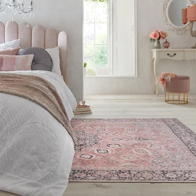 Dunelm Somerton Washable Rug Pink