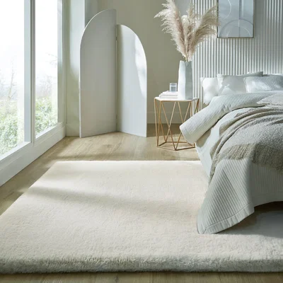 Dunelm Ivy Luxury Faux Fur Rug Cream