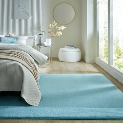 Dunelm Faux Fur Supersoft Lush Rug Supersoft Duck Egg Blue