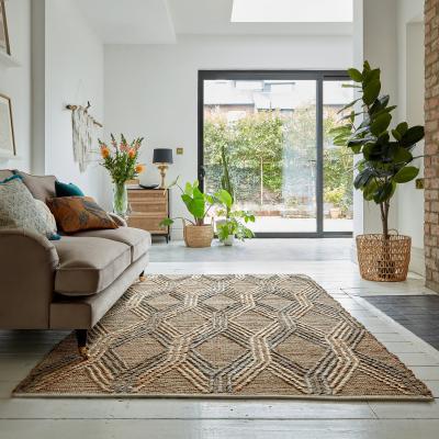 Dunelm Clay Jute Flatweave Rug Brown and Grey
