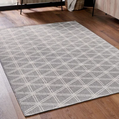 Dunelm Geometric Rectangular Rug Silver