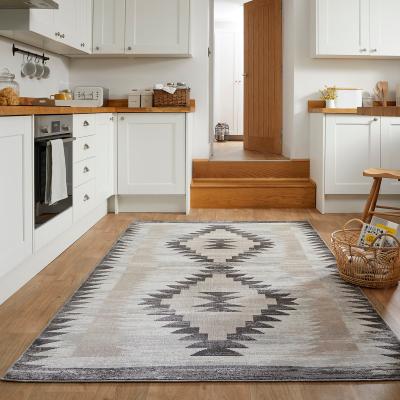 Dunelm PractiRug Millie Washable Aztec Rug Grey