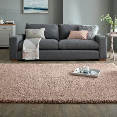 Dunelm Cosy Teddy Rug Pink
