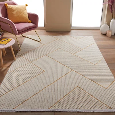 Dunelm Jazz Chevron Indoor Outdoor Rug Jazz Amber