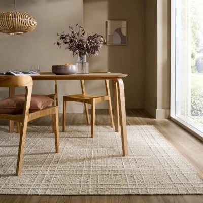Dunelm Boucle Checked Wool Rug