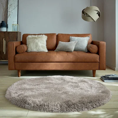 Dunelm Jewel Shaggy Round Rug Jewel Natural