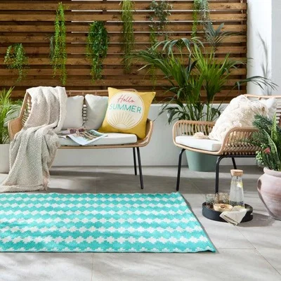 Dunelm Geometric Stripe Indoor Outdoor Rug
