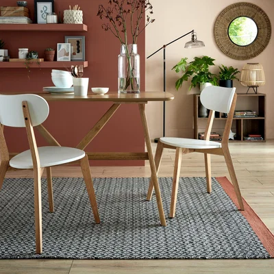 Dunelm Luna Diamond Rug Black and White