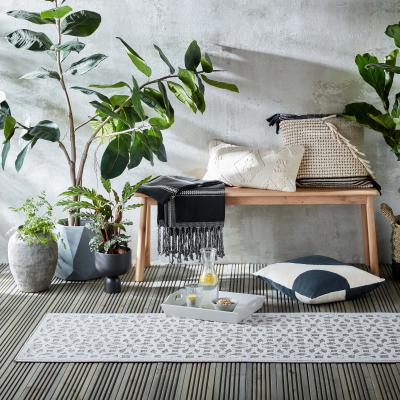 Dunelm Argento Geometric Indoor Outdoor Runner Argento Silver