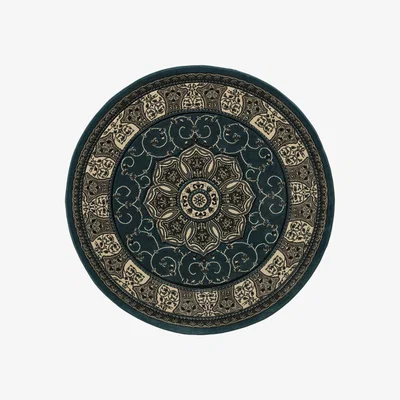 Dunelm Heritage Circle Rug Natural/Blue