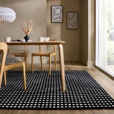 Dunelm Textured Grid Checked Rug