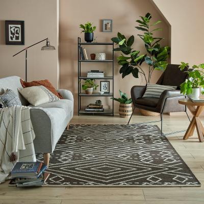 Dunelm Journey Wool Rug Black and White