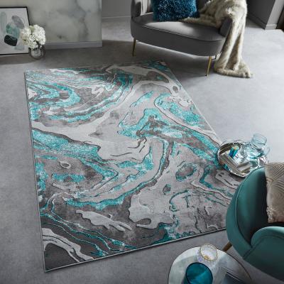 Dunelm Marbled Rug Blue/Grey