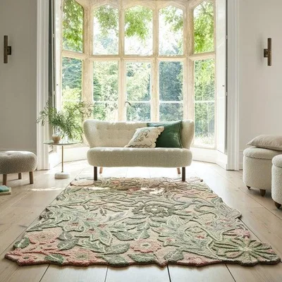 Dunelm Bryony Floral Shaped Wool Rug
