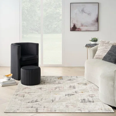 Dunelm Glitz Velvet Rug Cream