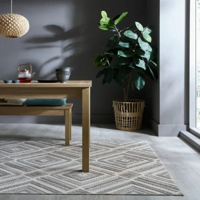 Dunelm Beckett Washable Geometric Rug