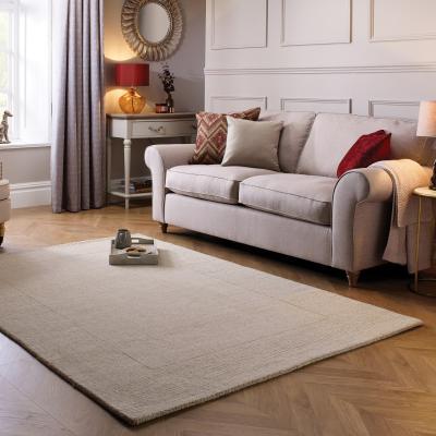 Dunelm Boston Wool Border Rug Natural