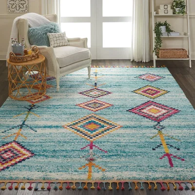 Dunelm Nomad 4 Rug Aqua (Blue)