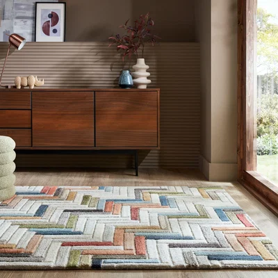 Dunelm Russo Wool Geometric Modern Rug
