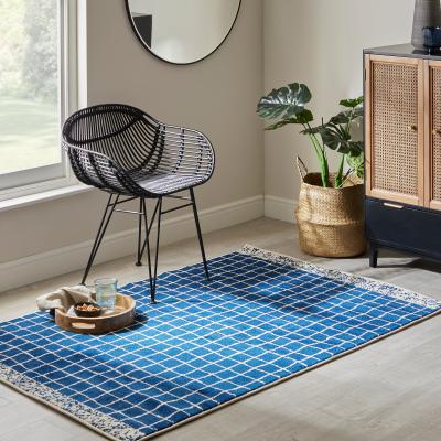 Dunelm Check Rug Check Royal Blue