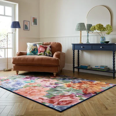 Dunelm Primrose Floral Wool Rug