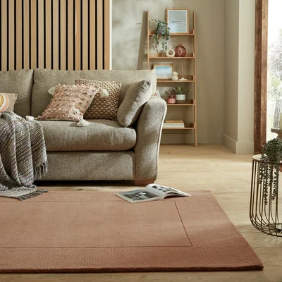 Dunelm Boston Wool Border Rug Boston Wool Clay
