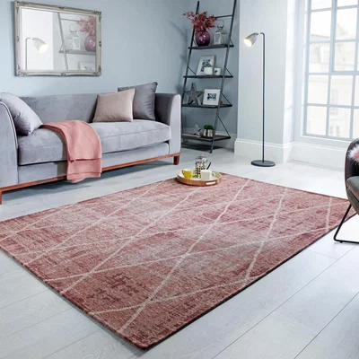 Dunelm 5A Fifth Avenue Sheer Diamond Geometric Rug 5a Sheer Diamond Berry