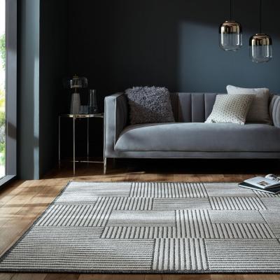 Dunelm Bobble Grid Geometric Rug MultiColoured