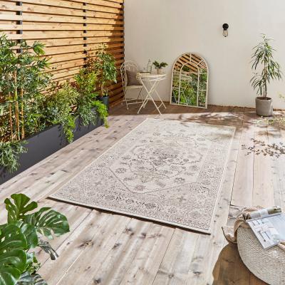 Dunelm Miami 19517 Indoor Outdoor Rug Miami Ivory Black