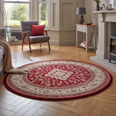 Dunelm Antalya Traditional Circle Rug Red, Beige and Brown