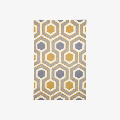 Dunelm Hong Kong 3661 Rug Yellow, Grey and White