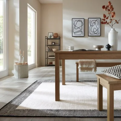 Dunelm Seb Border Wool Rug