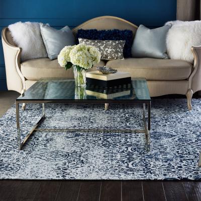 Dunelm Damask 6 Rug Blue