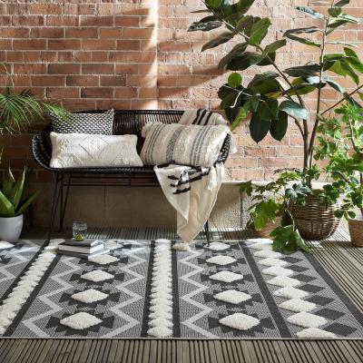 Dunelm Rietti Indoor Outdoor Rug Black and white