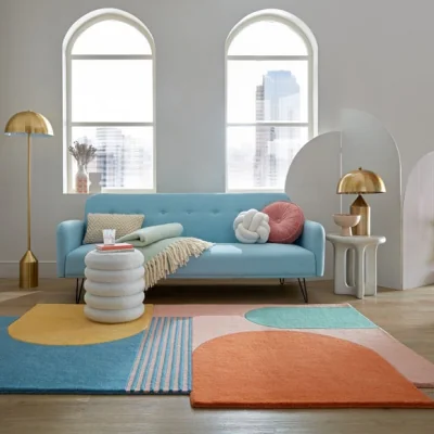 Dunelm Lozenge Abstract Shaped Wool Rug