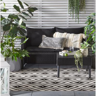 Dunelm Geometric Monochrome Indoor Outdoor Rug Black and white