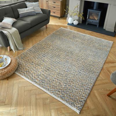 Dunelm Lota Rug Yellow, Grey and White