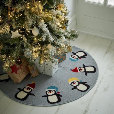 Dunelm Penguins Washable Circle Rug Blue