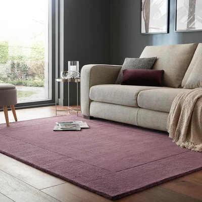 Dunelm Boston Wool Border Rug Boston Wool Plum