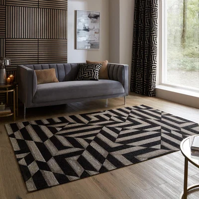 Dunelm Shoreditch Stripe Chenille Abstract Rug