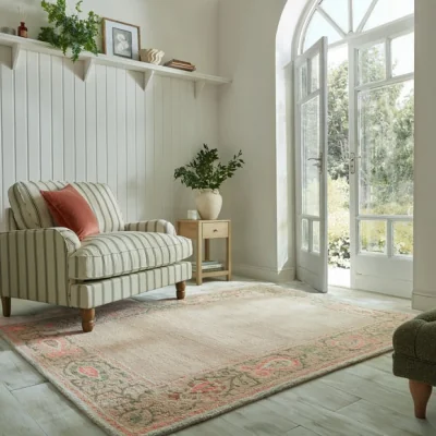 Dunelm Mimi Wool Border Rug